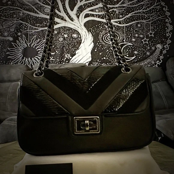 Y2K Karl Lagerfeld Black Chevron Chain Shoulder Bag ❌60% OFF SALE❌ make offer - Picture 13 of 13